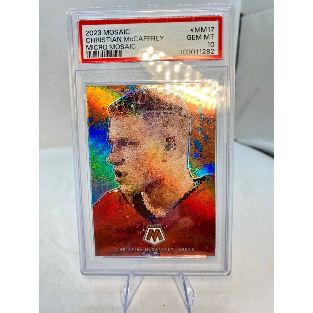 CHRISTIAN MCCAFFREY PSA 10 2023 PANINI MOSAIC #MM-17 MICRO MOSAIC Gem Mint 10 SF